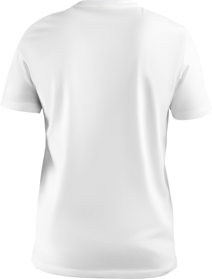 Mockup of white unisex t-shirt, canvas bella, 3D rendering, png, back